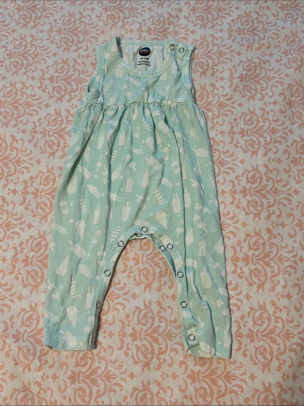 Bird & Bean Ice Cream Print One-Piece Romper